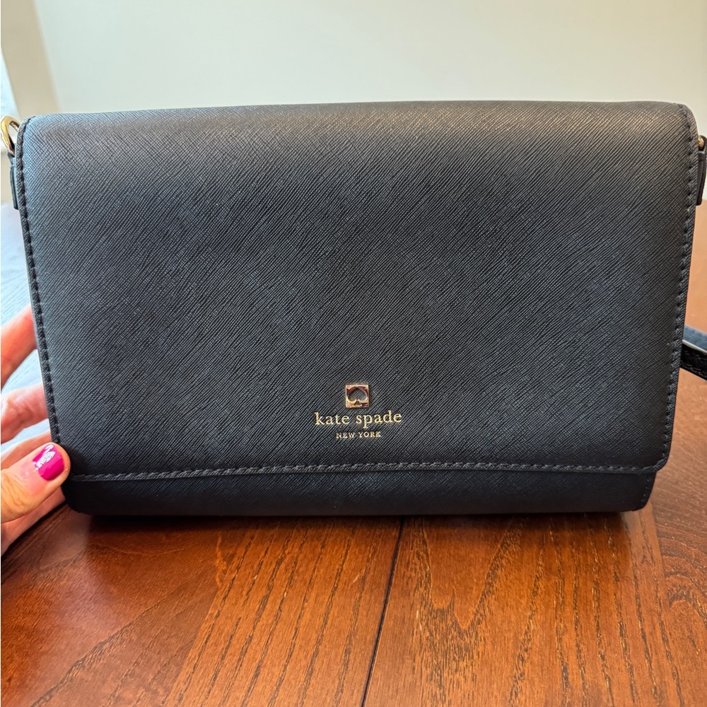 Kate Spade Black Crossbody Bag with Chain Detail